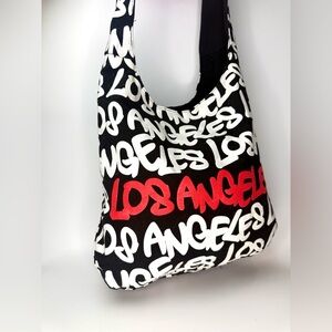 Robin Ruth Los Angeles Graffiti Shoulder Bag Black Red White Hobo Sling Tote